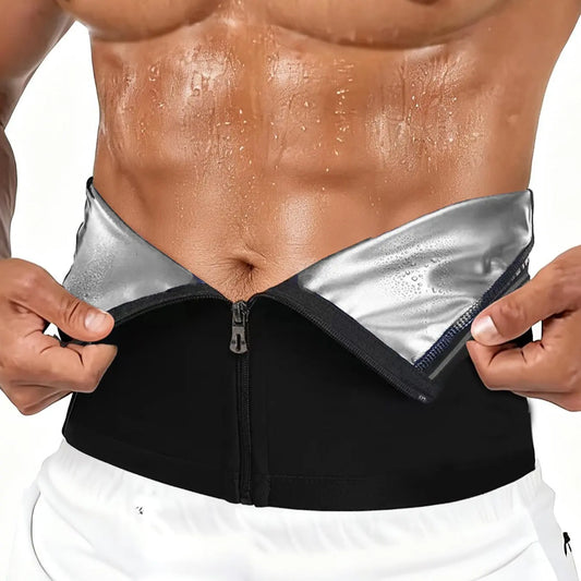 Men'S Waist Trainer Trimmer Zipper Sweat Belt, Fitness Waist Trainer, Lower Belly Fat Reduction, Sporty Design, All-Season Workout Accessory