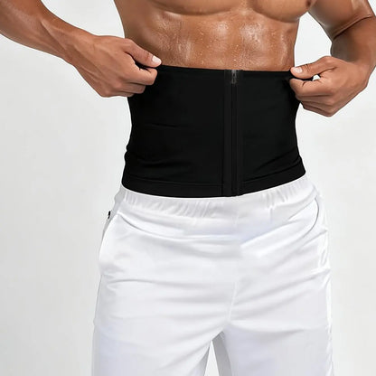 Men'S Waist Trainer Trimmer Zipper Sweat Belt, Fitness Waist Trainer, Lower Belly Fat Reduction, Sporty Design, All-Season Workout Accessory