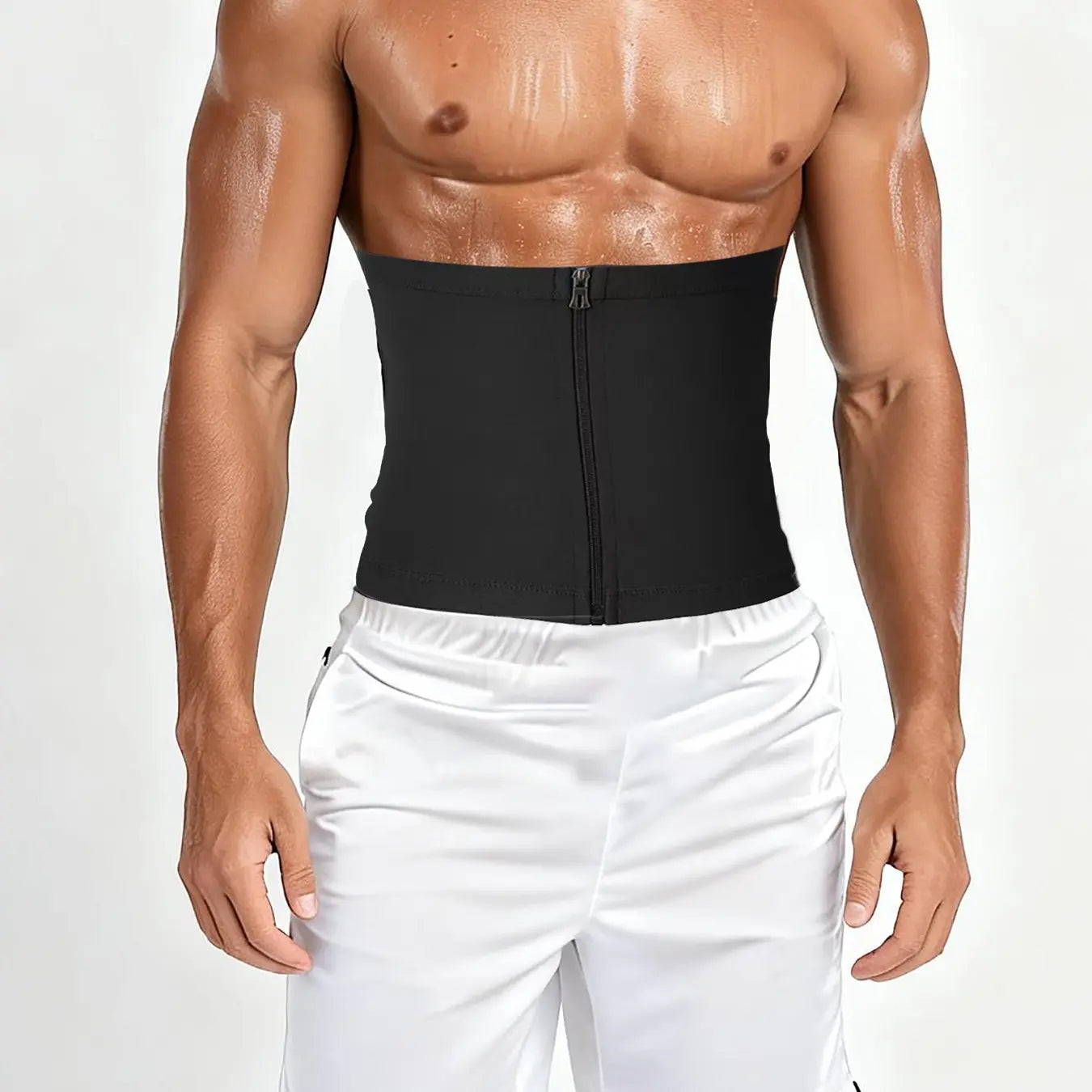 Men'S Waist Trainer Trimmer Zipper Sweat Belt, Fitness Waist Trainer, Lower Belly Fat Reduction, Sporty Design, All-Season Workout Accessory