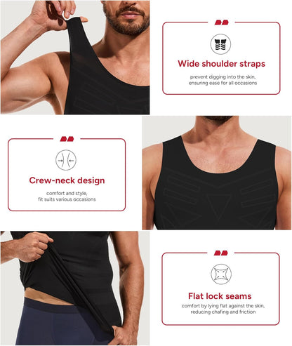 Shapewear Mens Compression Shirt Slimming Vest Body Shaper Undershirt Workout Tank Top Tummy Control