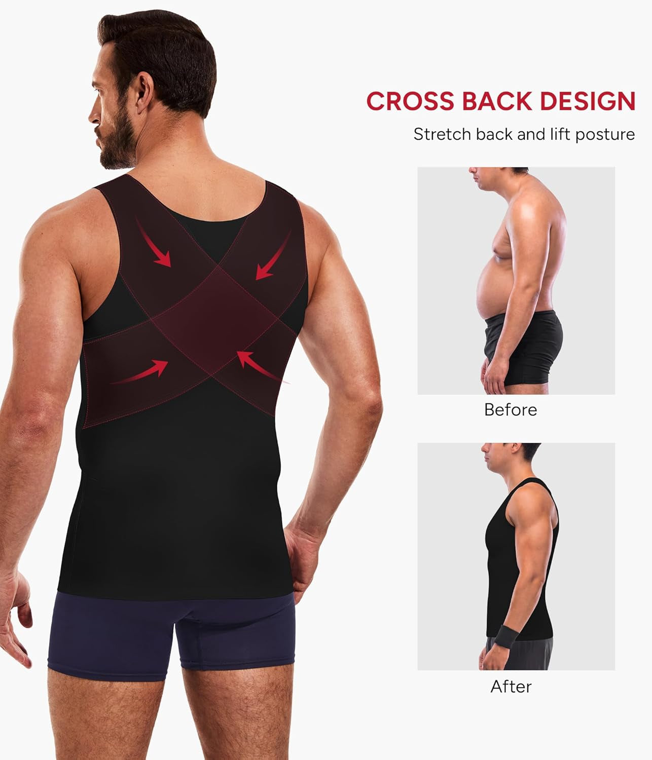 Shapewear Mens Compression Shirt Slimming Vest Body Shaper Undershirt Workout Tank Top Tummy Control