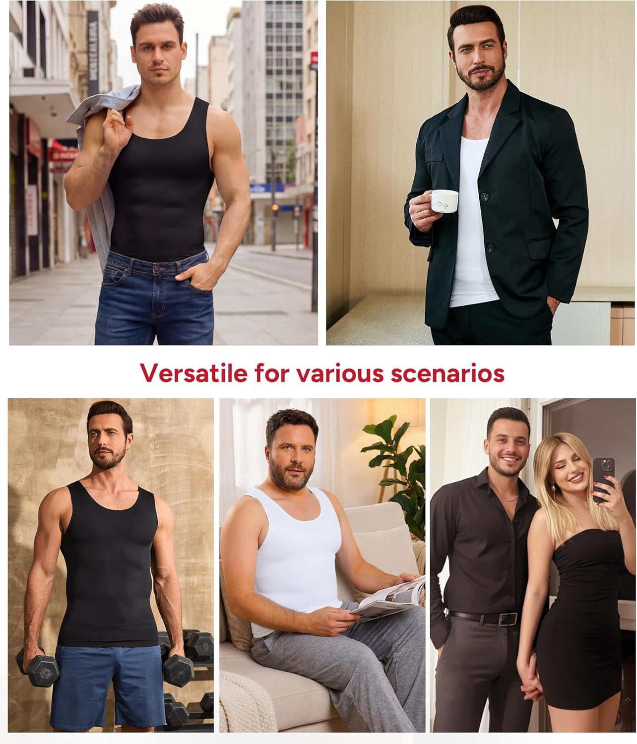 Shapewear Mens Compression Shirt Slimming Vest Body Shaper Undershirt Workout Tank Top Tummy Control
