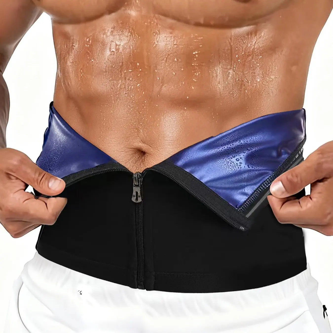Men'S Waist Trainer Trimmer Zipper Sweat Belt, Fitness Waist Trainer, Lower Belly Fat Reduction, Sporty Design, All-Season Workout Accessory